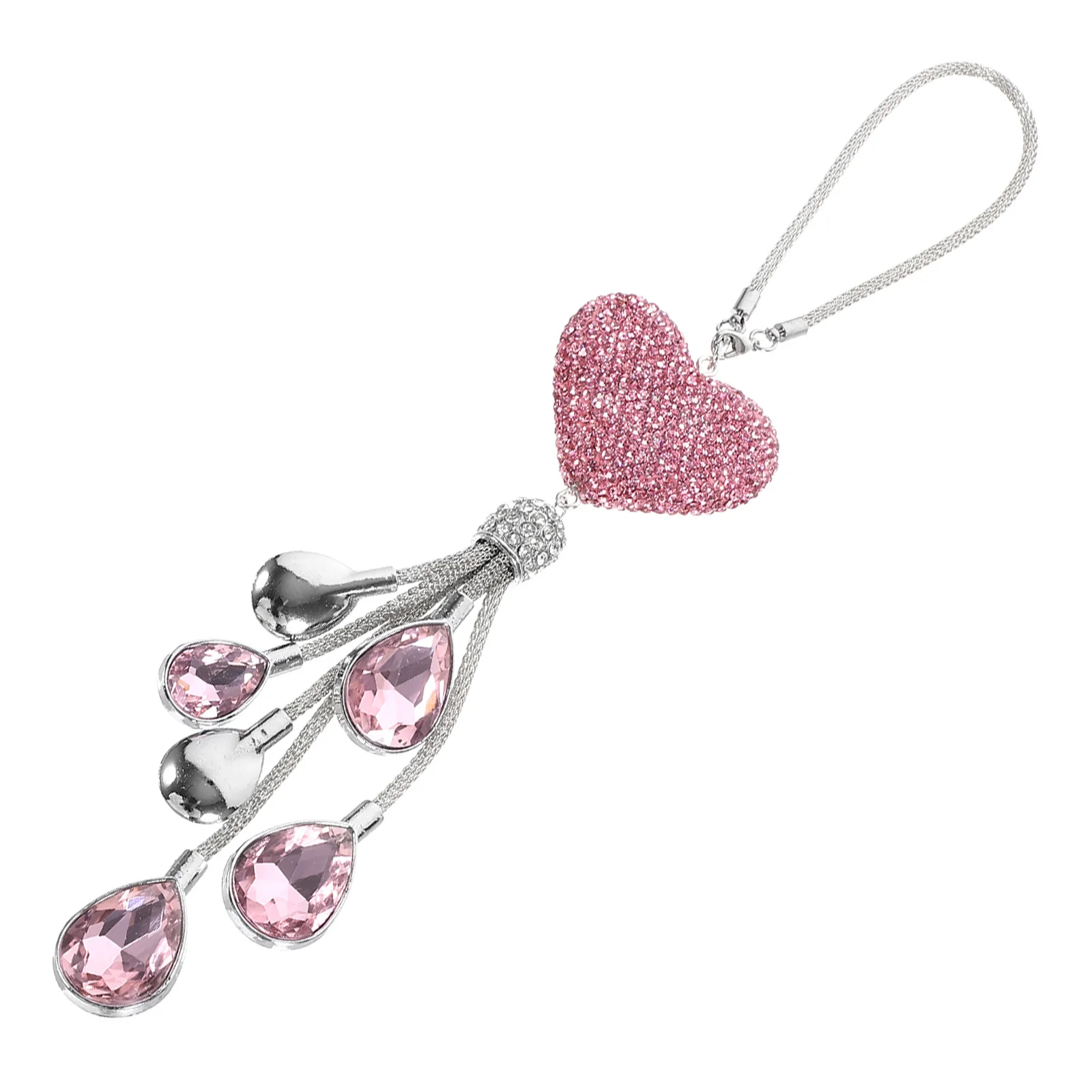 

Car Mirror Pendant Heart Shaped Crystal Bling Hanging Decor Safe Sturdy Materials Attractive Gift for Festivals