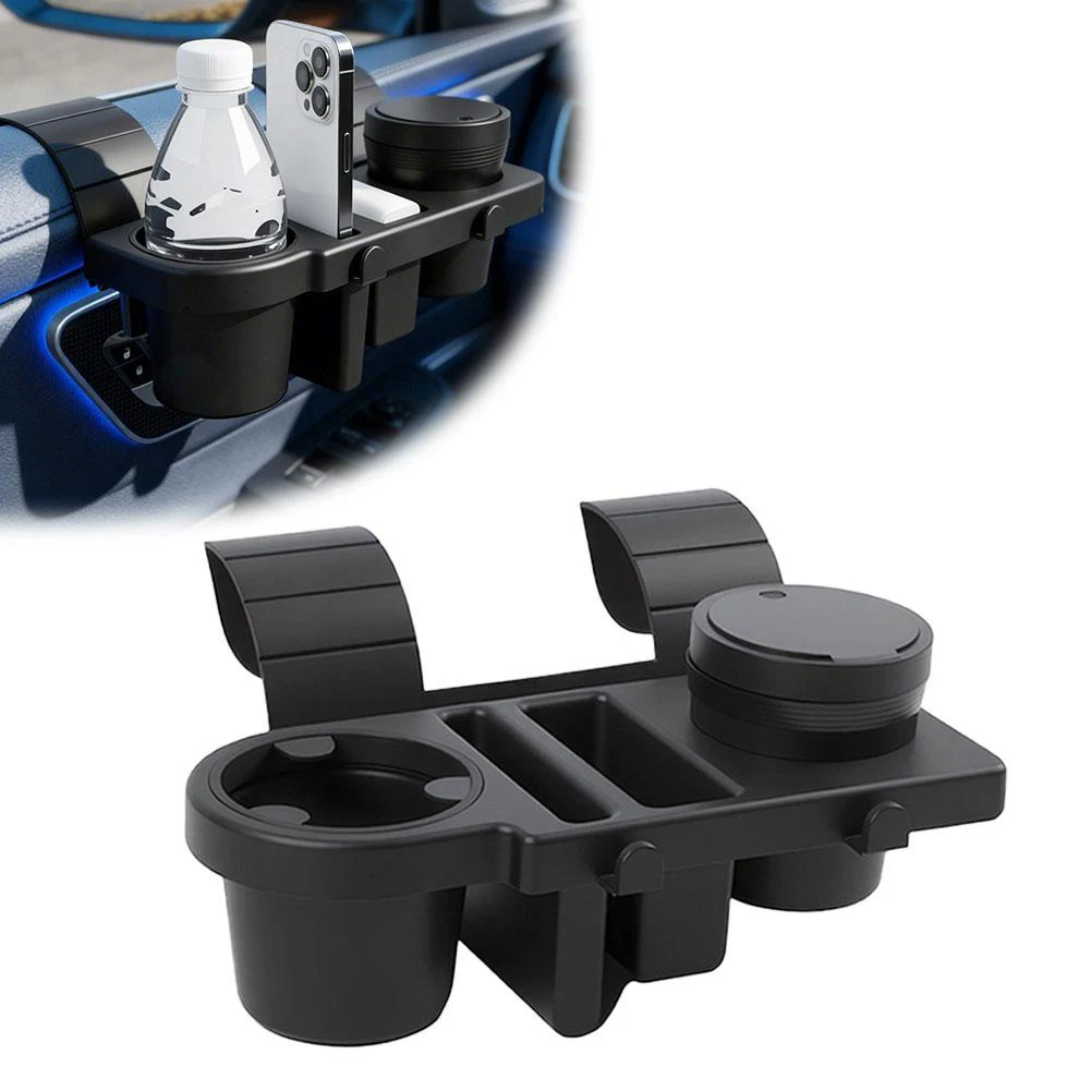 Portable Car Door Cup Holder  Car Window Multifunctional Storage Organizer Cell Phone Storage Box  Cup Holder with Hanging Hooks