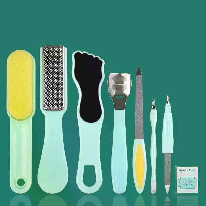8個/セット ペディキュアキット ステンレス製フットケアツール 角質除去スクレーパー ペディキュアやすりツール マニキュアネイル