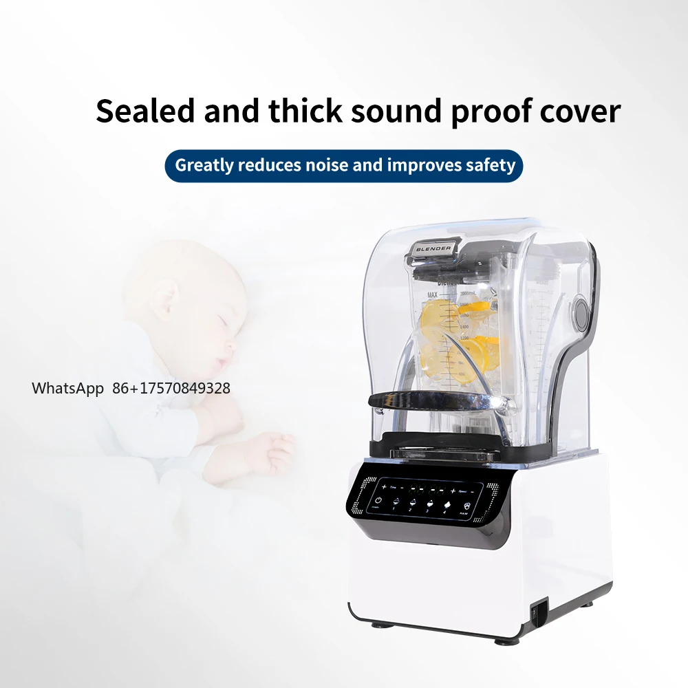 

2024 Newest Commercial Automatic Slient Double Wall Juice Blender Machine Fruit Smoothie Machine With Sound Cover Enclosure