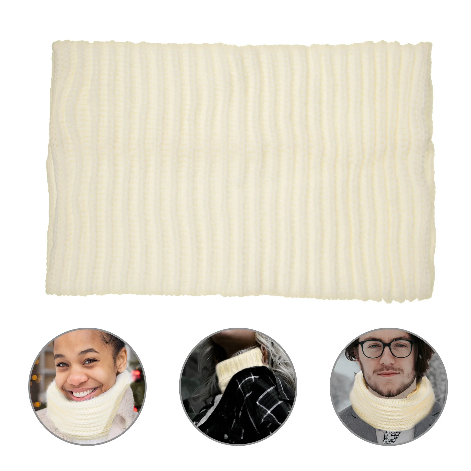 

Scraf Neck Men Knitted Scarf Winter Warm Knit Loop Shawl Thick For Women Men Woven Lightweight Soft Scarf