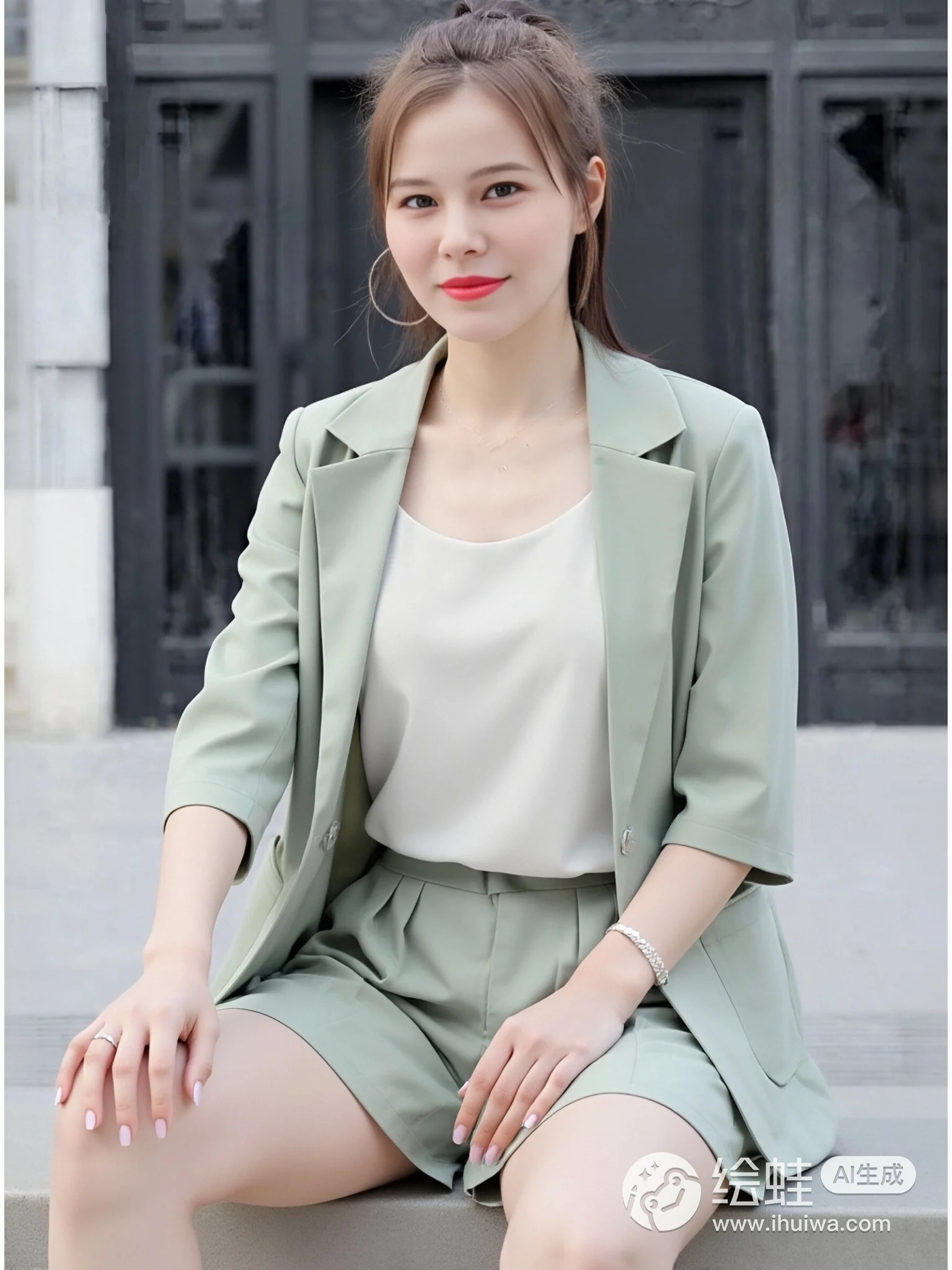 

Весенне-летний тонкий повседневный свободный костюм, антивозрастной комплект из двух предметов для женщин, пуговицы из полиэфирного волокна ﻿ 신상 투피스