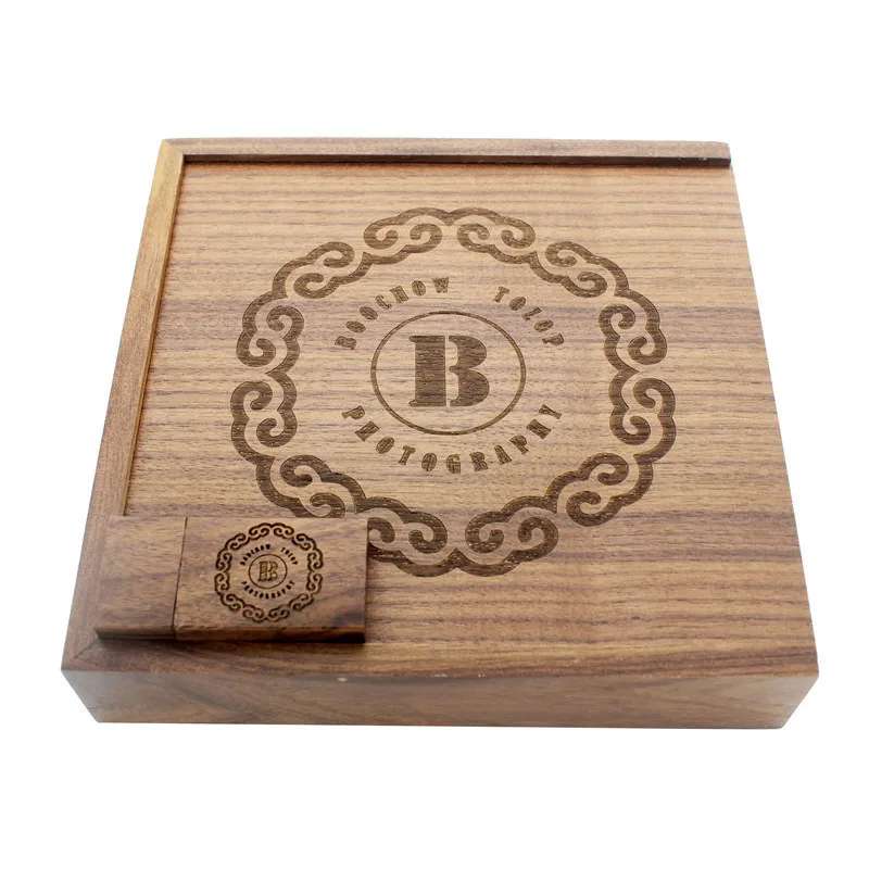 Photo Wooden Box USB 2.0 Flash Drive 4GB 8GB 16GB 32GB 64GB 128G Wedding Gifts Pen Drives Real Capacity Memory Stick Photography