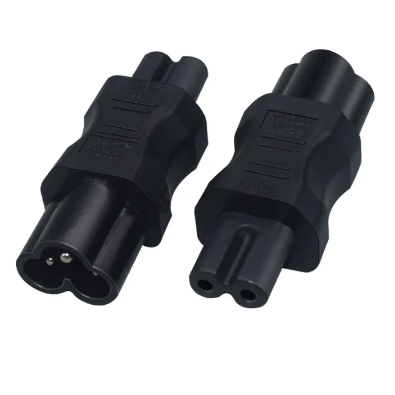 أسود IEC320 C6 إلى C7 التيار المتناوب تحويل الطاقة المكونات زهر البرقوق ذكر إلى الشكل 8 أنثى محول الطاقة التوصيل محول المقبس