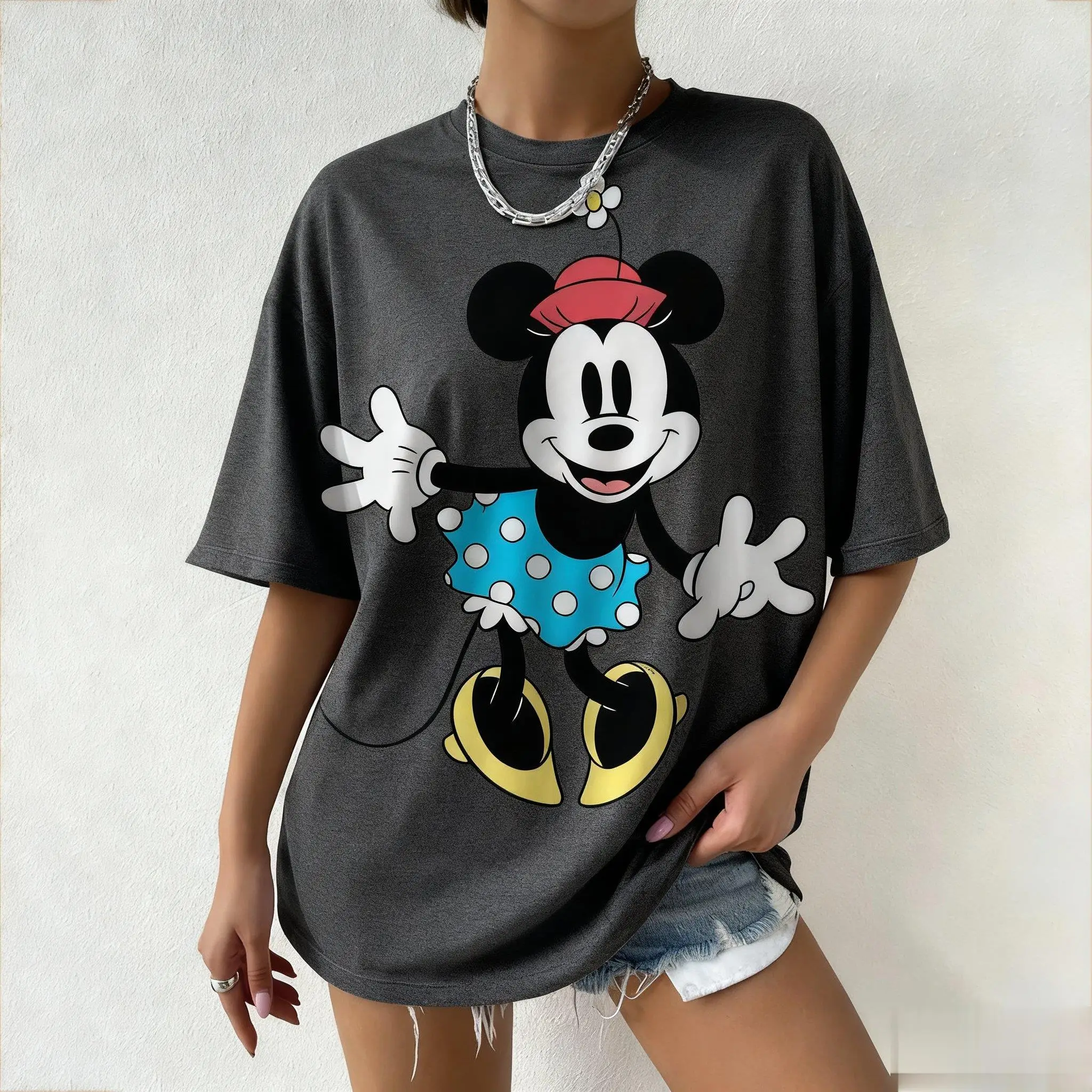 

Oversized Vintage Disney Minnie Mouse T-shirt Women Men Summer Casual Tops Short Sleeve Tee Streetwear Graphic Tees Y2k Clothes