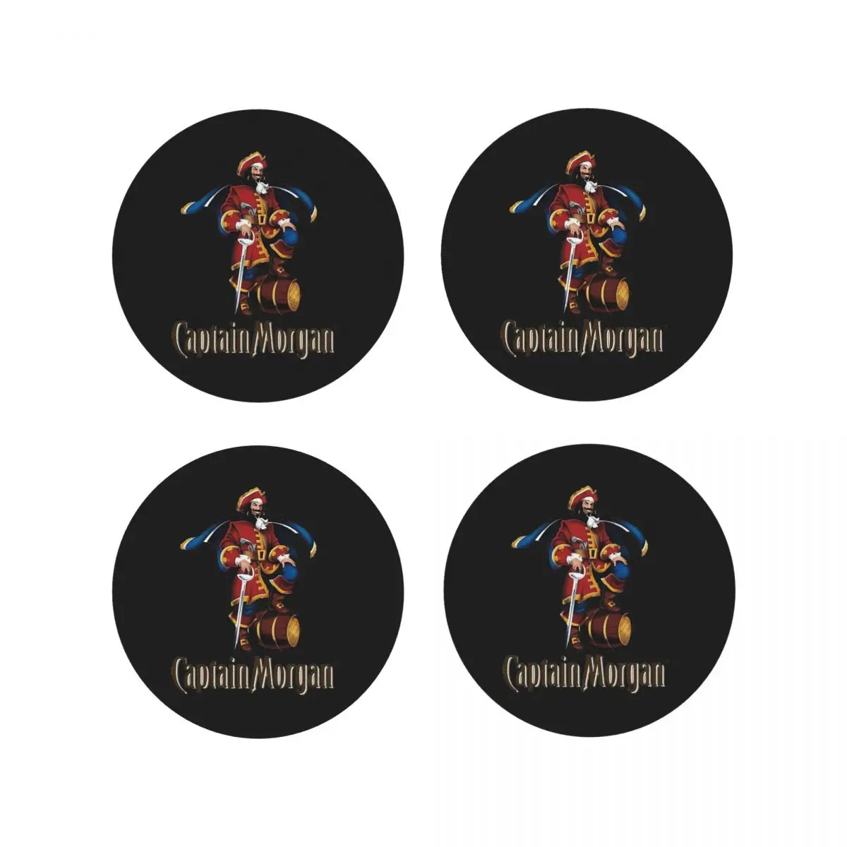Captain Morgan Coasters Kitchen Placemats Waterproof Insulation Cup Coffee Mats For Decor Home Tableware Pads Set of 4