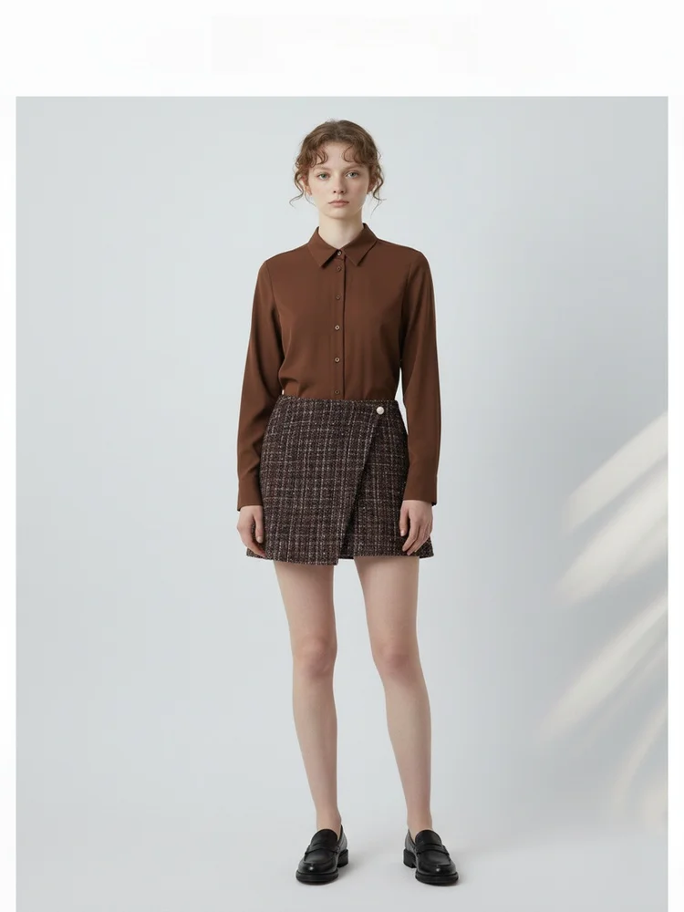

ay Series Detachable Woolen Skirt ort Two-Piece irt Dr French Sle Cotton Long Sve Button Closure Dr