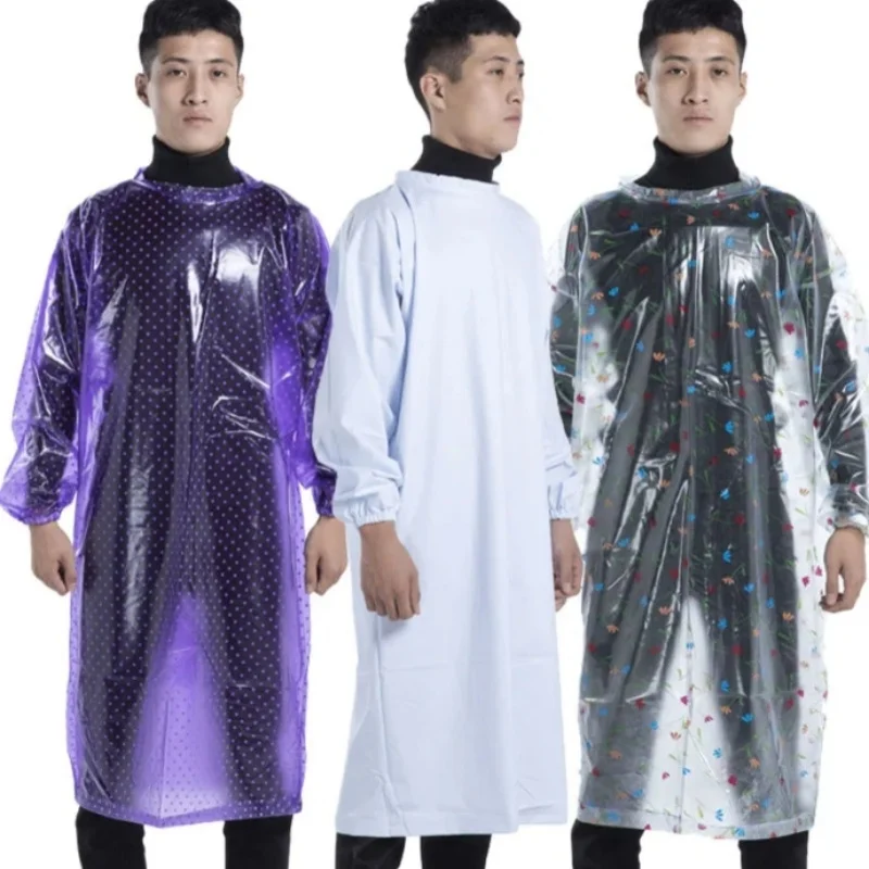 

Plastic Apron PVC Transparent Thickened Waterproof Oil Proof Long Sleeves Overalls Protective Clothing Home Aquatic Work Clothes