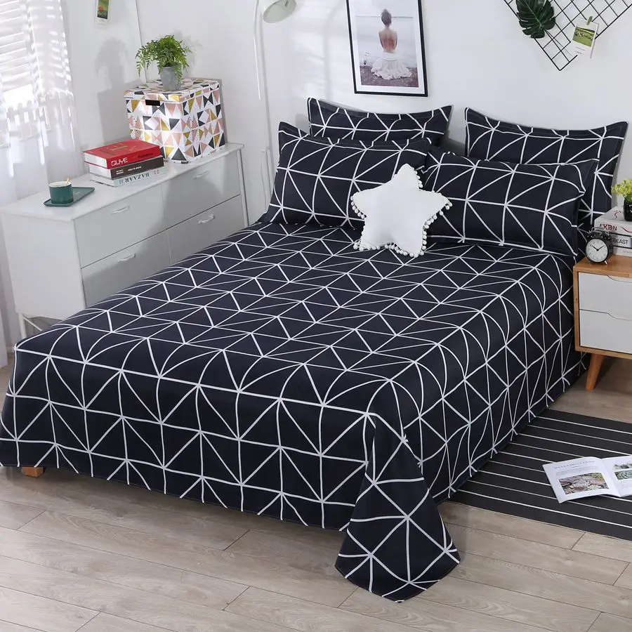 3pcs/Set Home Textile Bed Sheet Set with Pillowcases Cotton Material Lovers Room Bedding Room Flat Sheet