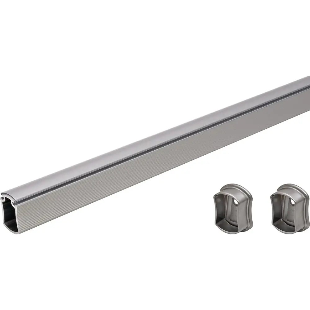 

Tag Hardware Premium Wardrobe Closet Rod Concave Shape With End Supports And Protective (48 H Long, Matt Aluminum)