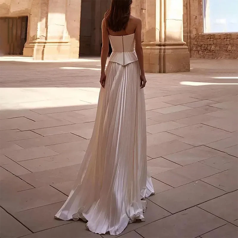 Personnalisé élégant longue ivoire robes De mariée chérie parole longueur a-ligne mariées robe femmes robes De Novias robes 2025