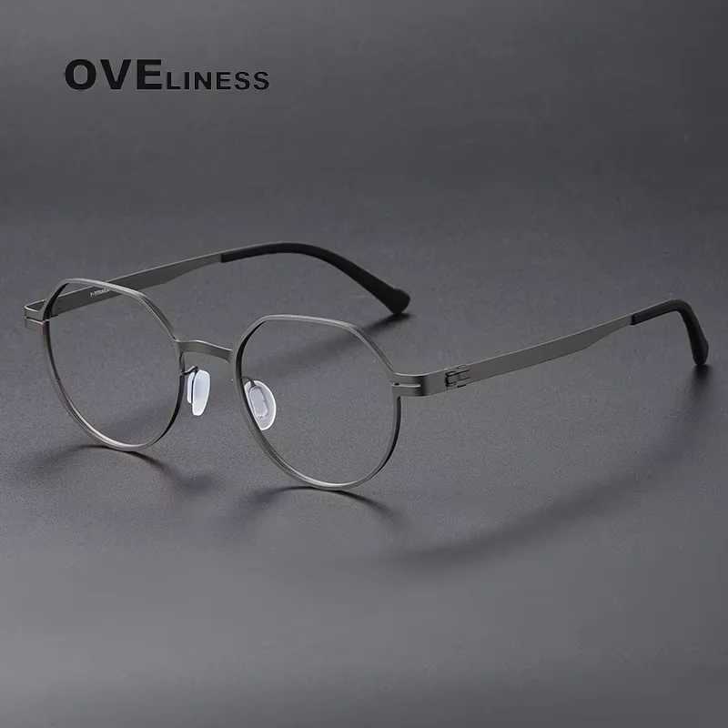 

2026 Pure Titanium Glasses Frame for Men Women Retro Round Eyeglasses Frames Screwless Denmark Eyewear Ultralight spectacles