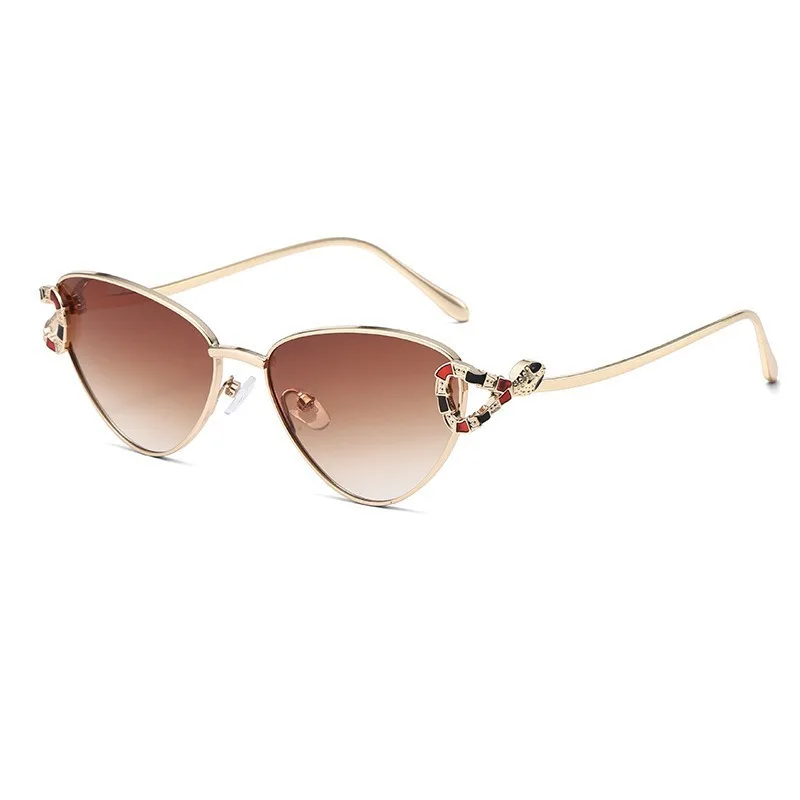 

2026 New Cat-Eye Sunglasses Women Snake Head Zircon Decor Gradient Lens UV400 Fashion Casual Luxury Shades