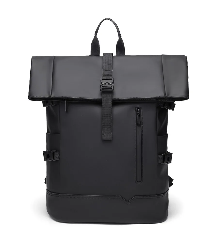Stylish men's roll-top laptop backpack anti-splash scratch-resistant travel bag for work school and outdoor use