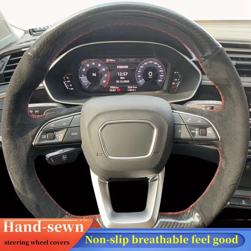 

Car Steering Wheel Cover Carbon Fiber For Audi Q3 2018-2019 Q5 (FY) 2017-2019 Q7 (4M) 2015-2019 Q8 Steering-Wheel Cover Wrap