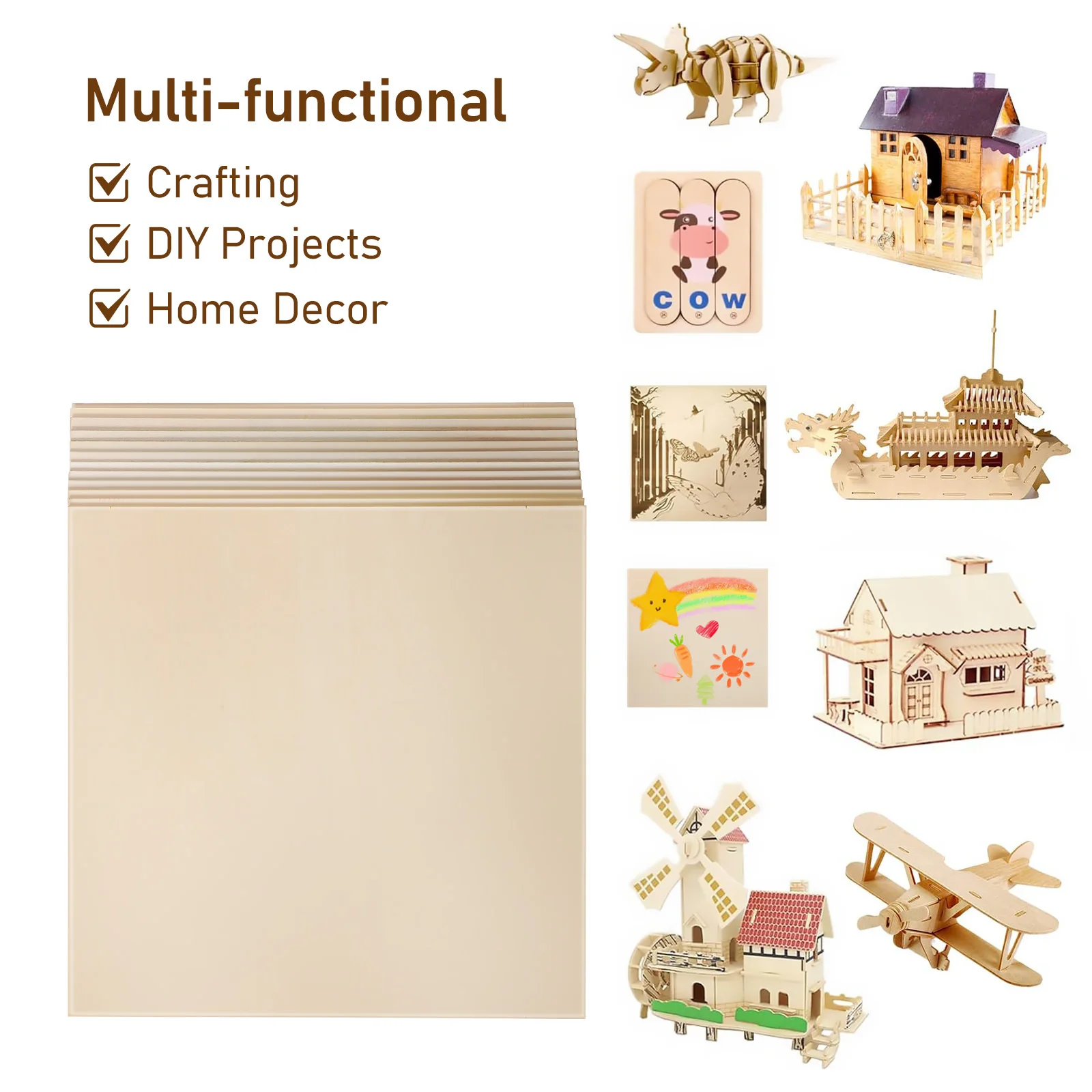 

12pcs Square Wood Boards Unpainted Craft Sheets Diy Wood Squares For Painting Carving Projects Wooden Tiles Blank Pieces Craft