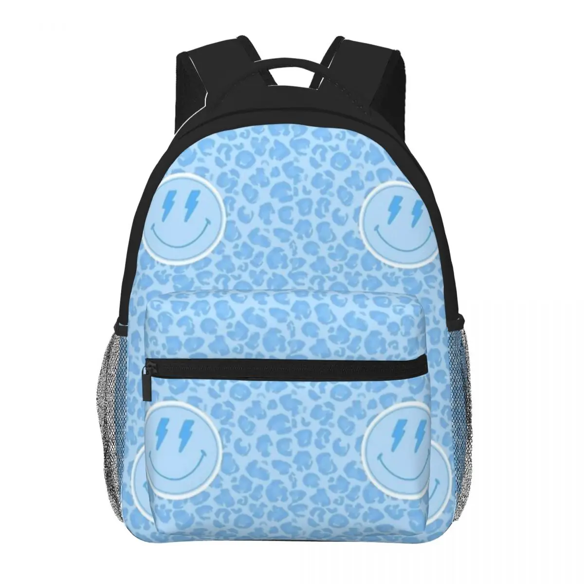 Fournitures scolaires Preppy, sac à dos bleu Happy Face, sac d'école étanche pour adolescente, sac de livre étudiant, sac à dos mignon, 16 po