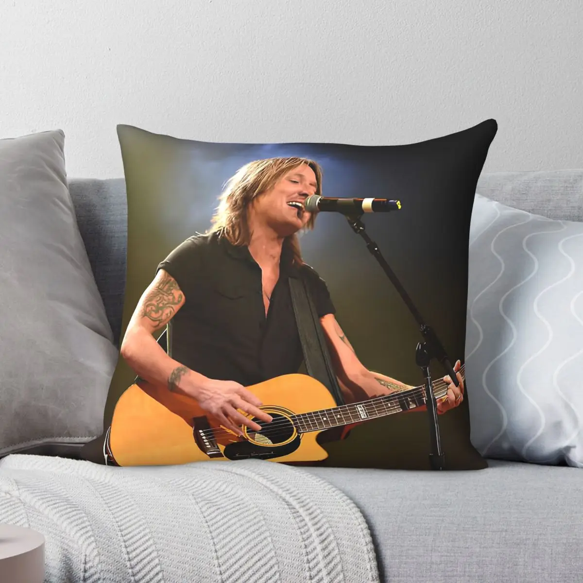 Keith Urban Playing Guitar Pillowcase Polyester Linen Velvet Pattern Zip Decorative Throw Pillow Case Car Cushion Cover