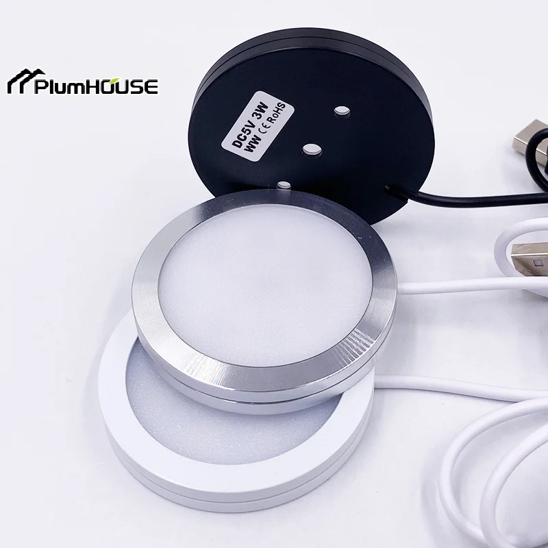 1Set Ultra Slim 8mm Dimmable USB 5V RGB Spotlight Downlight 3W Surface Mount Gobo Remote Control LED Simple Wine Cooler Light