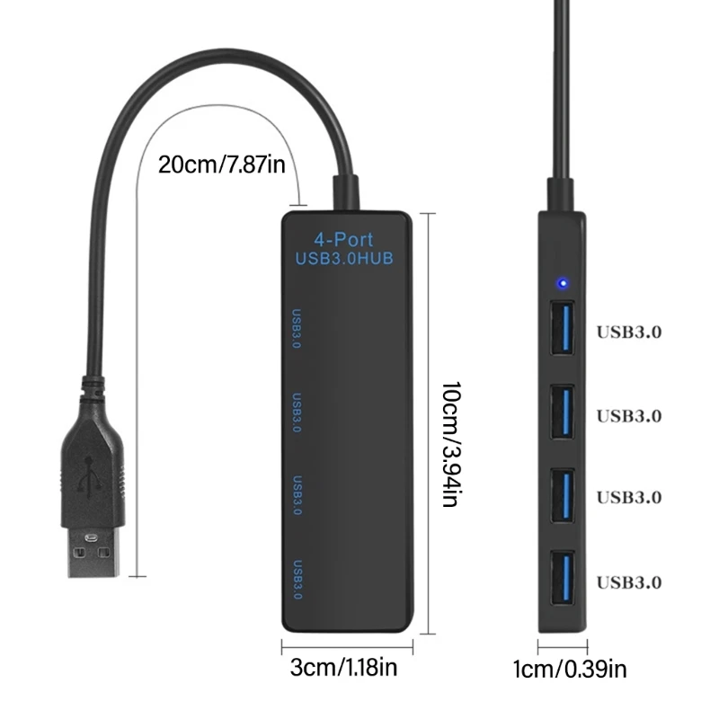 براعة 4Port USB3.0 HUB USB Expander لأجهزة الكمبيوتر المحمولة وأجهزة الكمبيوتر والتلفزيون 5 جيجابت في الثانية