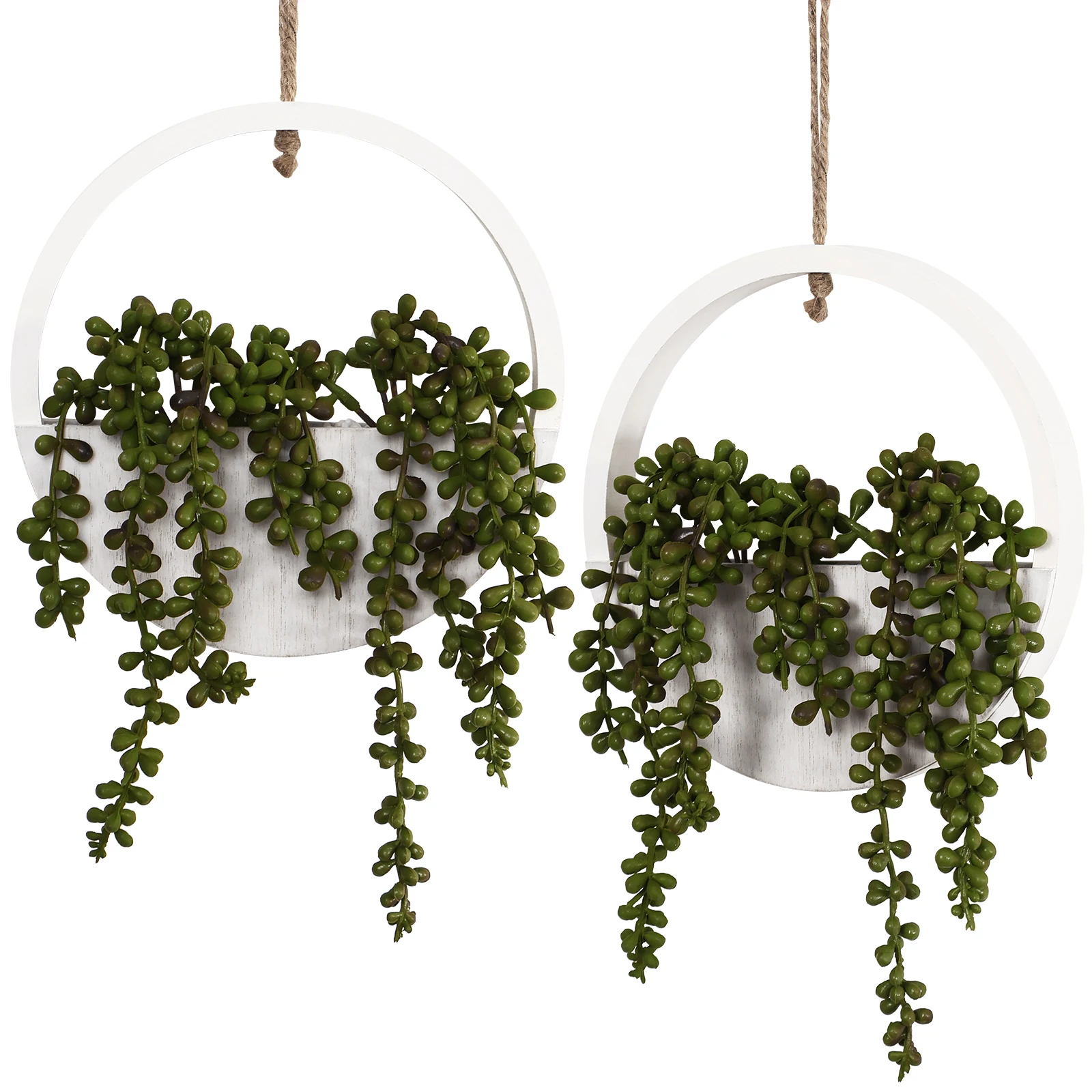 

2Pcs Artificial Succulents in Pot Hanging Potted Succulent Plants with Lanyard Decorative Faux Succulents with Pot Faux Potted