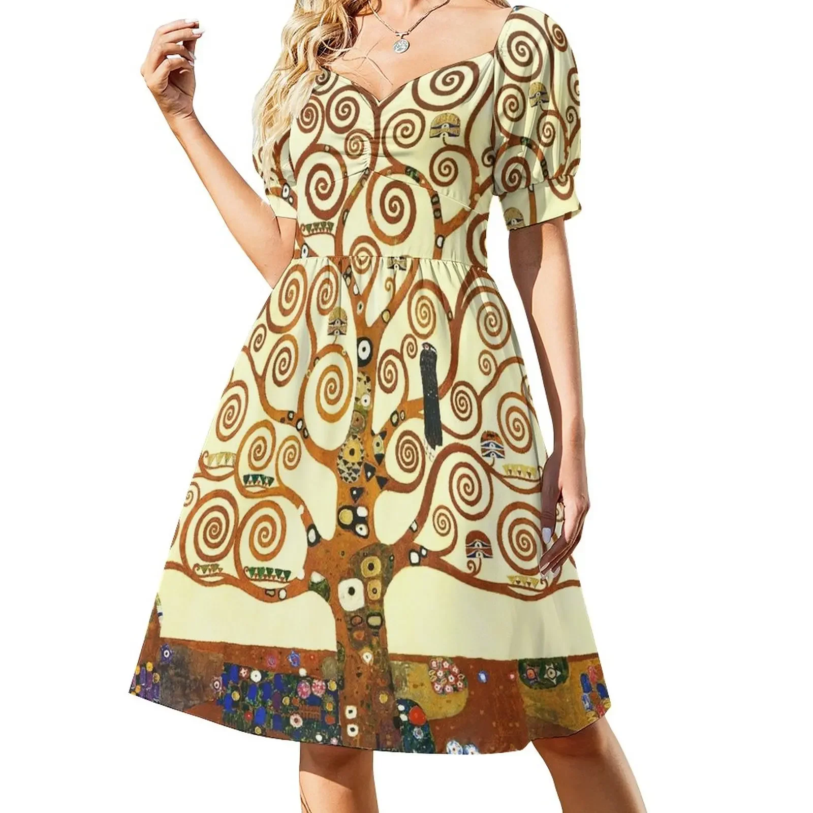 

HD The Tree of Life, 1905 by Gustav Klimt - HIGH DEFINITION Short-Sleeved Dress summer dress wedding dresses for woman