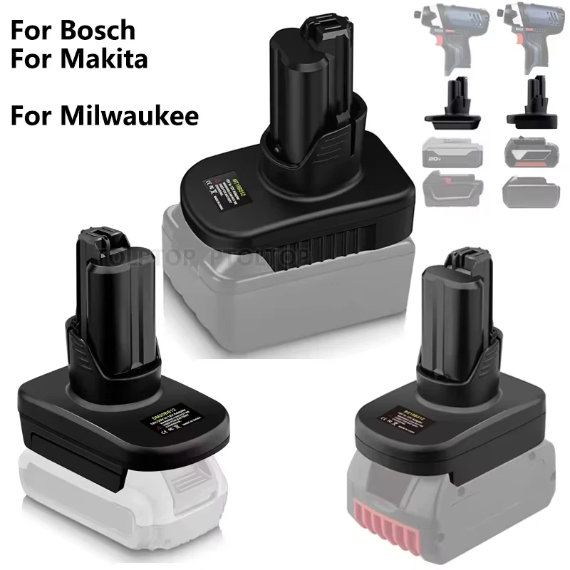 

Replacement For Dewalt/Bosch/Makita/Milwaukee 18V Battery Adapter Convert To for Bosch 12V Cordless Power Tools Battery