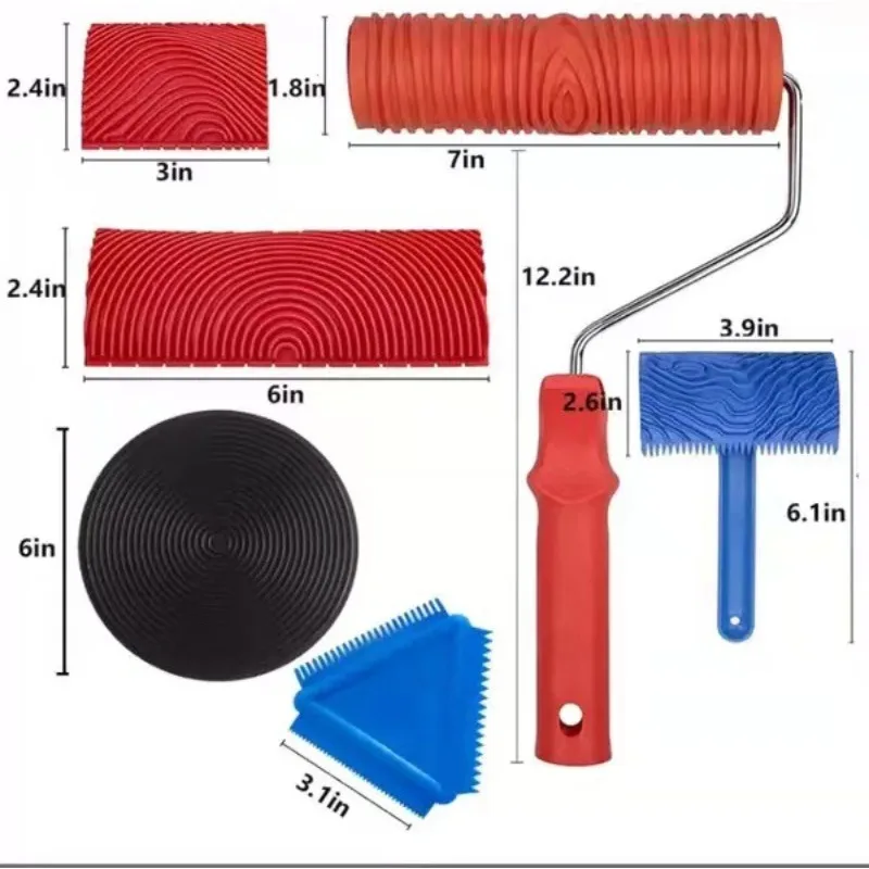 Wood Grain Tool,Paint Printing Art Paint Coating,Wood Paint Texture Drawing Tool,Rubber Simulation Wood Grain Tool, Roller Brush
