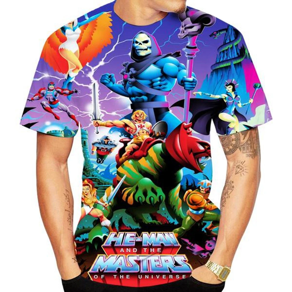 New fashion cartoon anime He-Man Masters Of The Universe 3D print mens T-shirt personality hip-hop T-shirt Harajuku style shirt