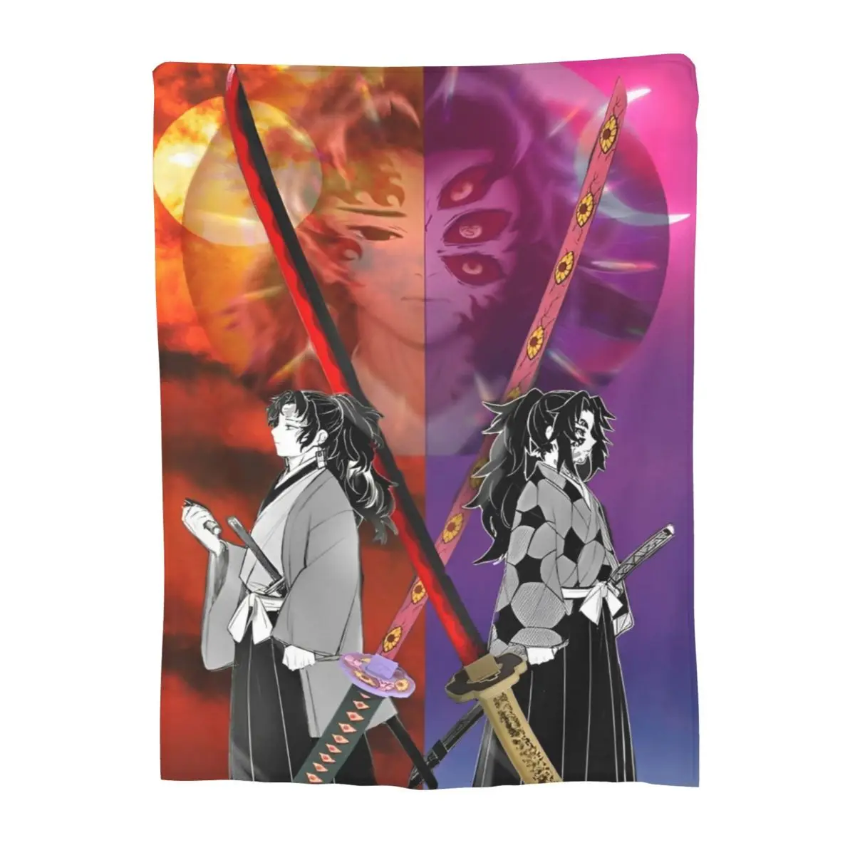 Kokushibo Yoriichi Blanket Coral Fleece Plush Tsugikuni twins Demon Slayer Lightweight Thin Throw Blankets for Bed Bedspread