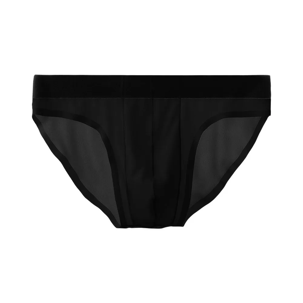 Men's Seamless Ice Silk Briefs Breathable Mid Waist Triangle Underwear Soft Stretchy Shorts Daily Classic Solid Color L-3XL