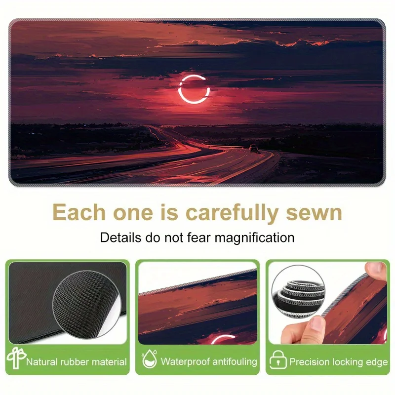Scenic Sunset Eclipse Extra Large Gaming Mouse Pad Non-Slip Rubber Smooth Surface Desk Mat