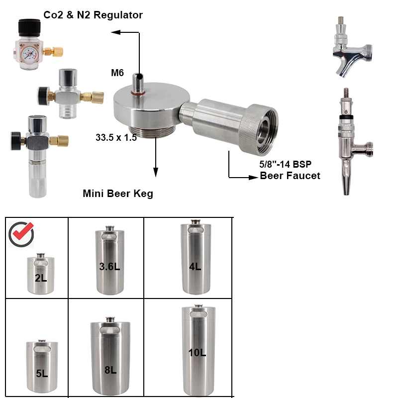 Stainless Mini Beer Keg Growler Spear 5/8\