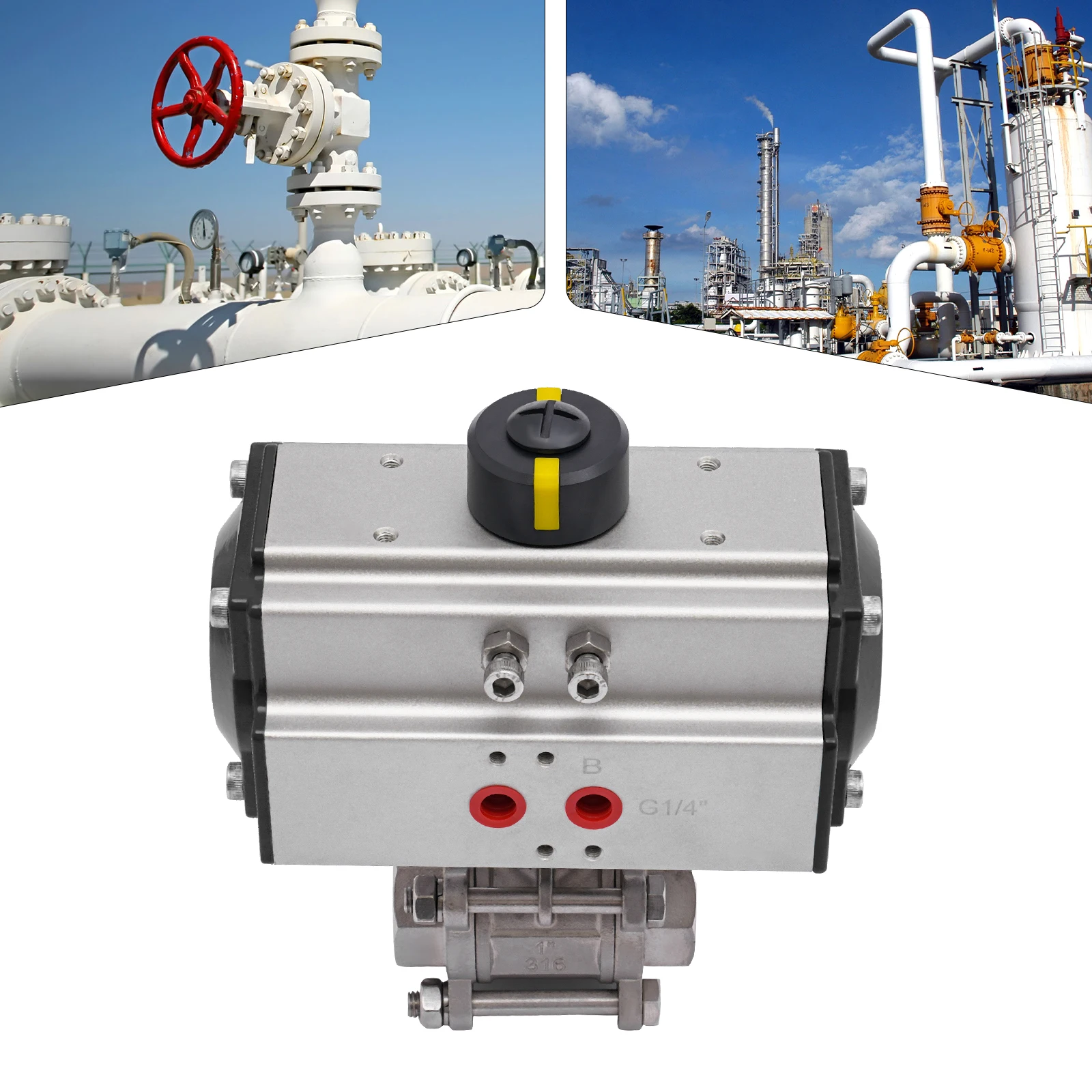 صمام كروي هوائي أسود (سهل التركيب والاستخدام) - أجزاء تركيب بسيطة ومفصلة للإعداد السريع، مفتوحة هوائية