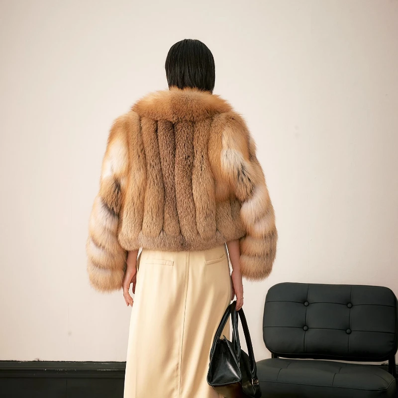 YOLANFAIRY معطف فرو الثعلب المستورد للخريف والشتاء امرأة رشاقته الدفء طويلة الأكمام الرجعية التنقل نمط معطف الفرو شوهبا 2025 #5