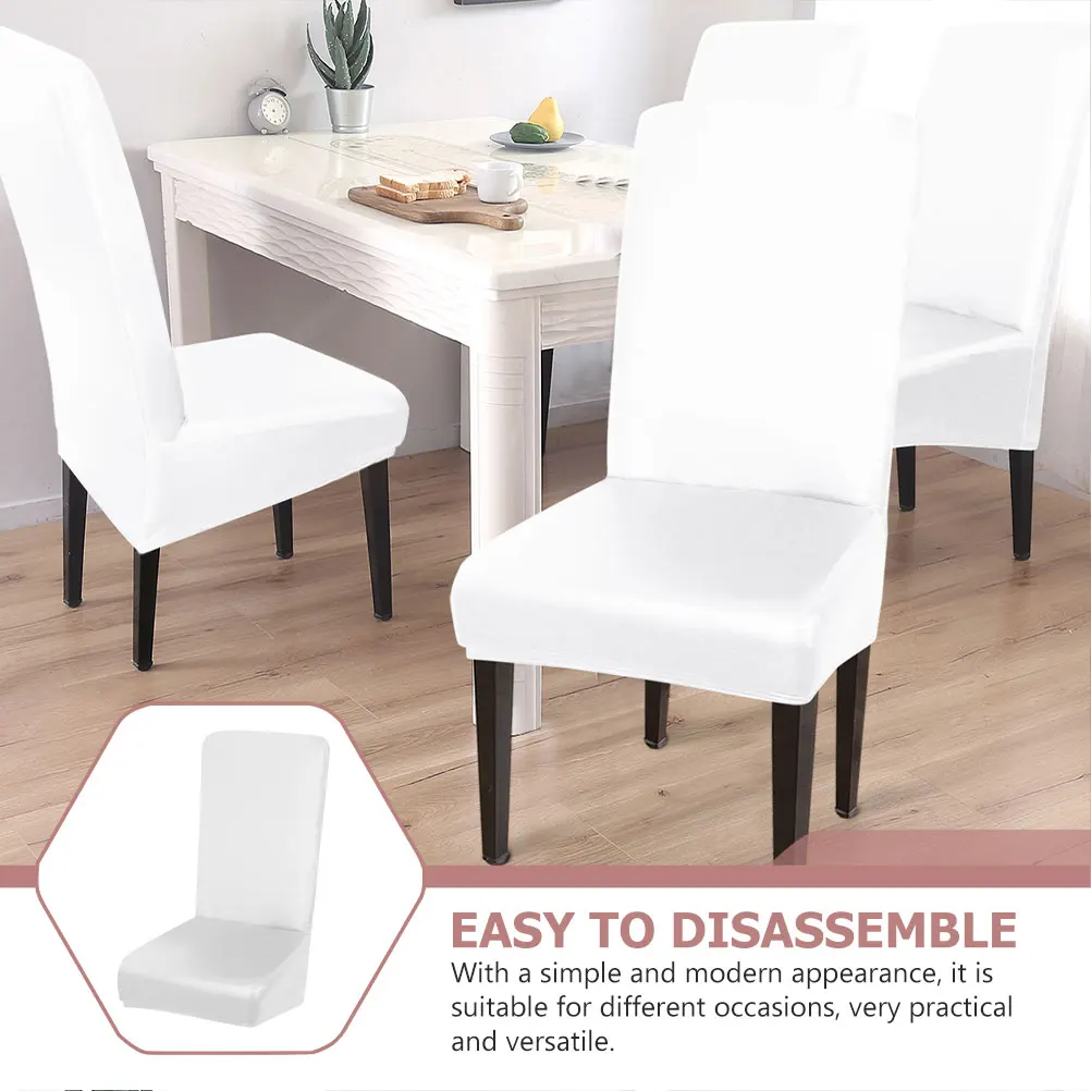 

4Pcs Stretch Chair Covers PU Waterproof Protective Sleeves for Dining Chairs Oil Resistant Modern Housewarming Gift