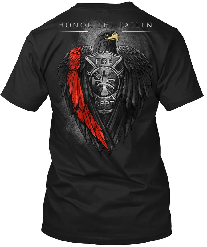 Red Line Eagle Fire Department Badge Firefighter T-Shirt 100% Cotton O-Neck Summer Short Sleeve Casual Mens T-shirt Size S-3XL