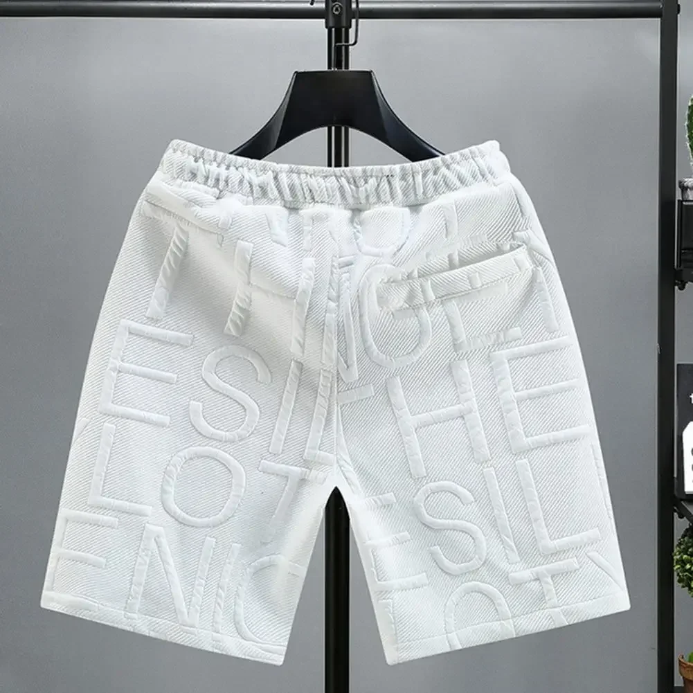 Men Solid Color Shorts Men's Drawstring Sport Shorts Solid Color Elastic Waist Above Knee Length with Pockets Casual for Men