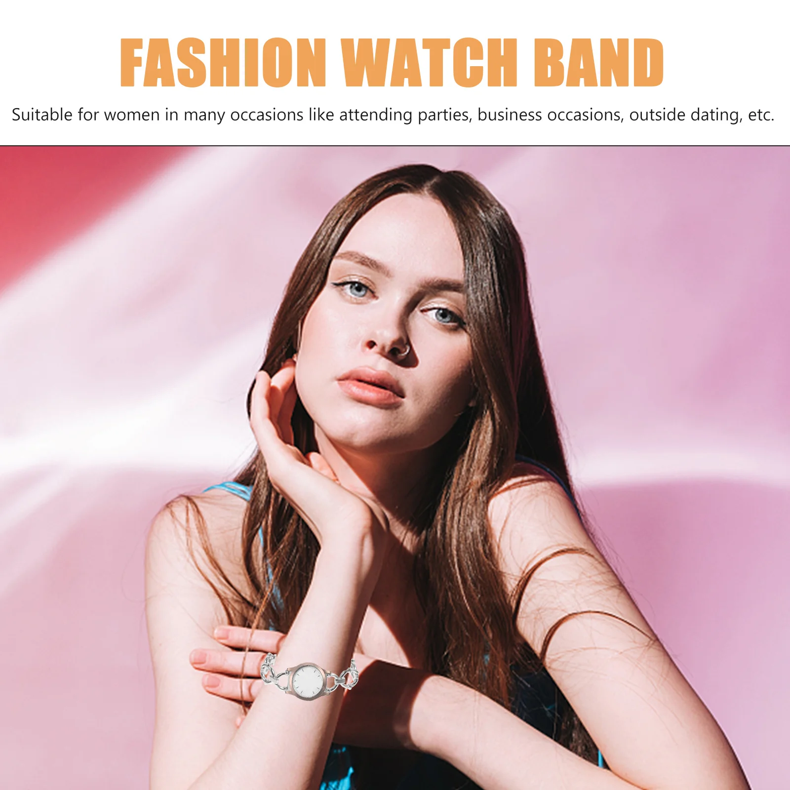 

1Set Girl Women Watch Band Zinc Alloy Elegant Metal Watch Strap Comfortable Replacement Stylish Gift for Party Business Travel