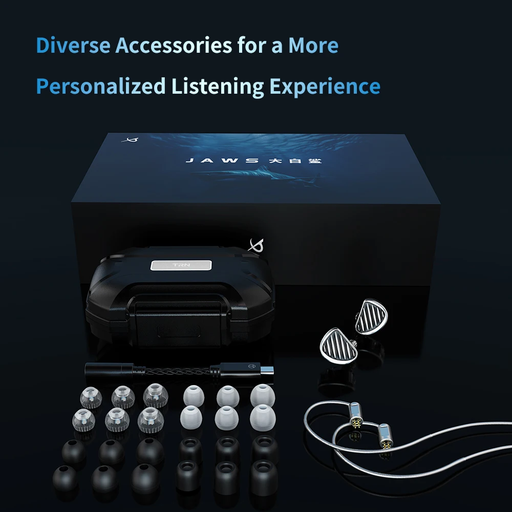 TRN JAWS سماعة مراقبة IEMs 3DD 4BA 1Planar Hybrid Drive في سماعة أذن للألعاب مع قابس USB C