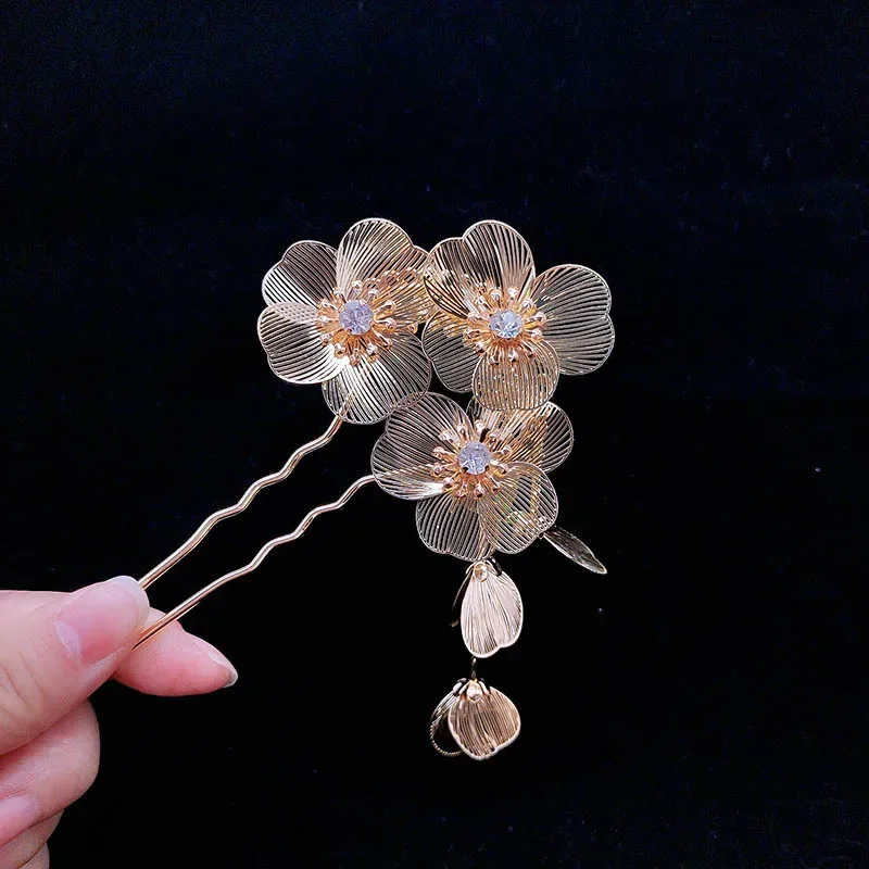 

U-образная высококачественная легкая заколка для волос, роскошные роскошные аксессуары для волос в древнем стиле и заколки, новые заколки с цветочным принтом в китайском стиле