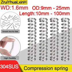 1.6mm 304SUS Medical Compression Springs - Corrosion Proof Coils for Endoscope Valves & Dairy Machinery (OD 9-25mm)