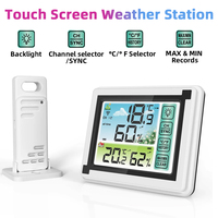 Touch Screen Wireless Weather Station Clock Indoor Outdoor Temperature Humidity Meter Forecast Station Color Display Thermometer