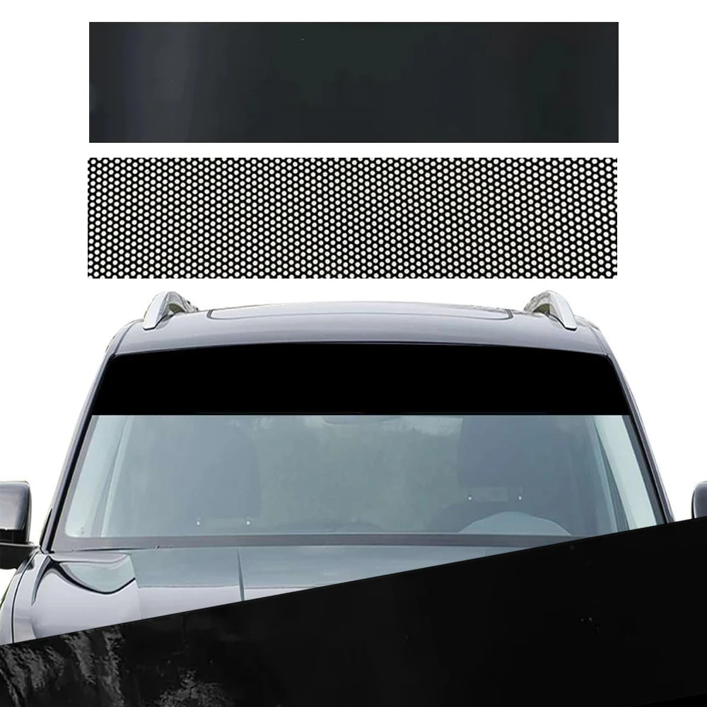 1pc Universal Car Exterior Accessories Car Front Windshield Sunshade Sticker Black Car Sunroof Window Decorative Strip Decal