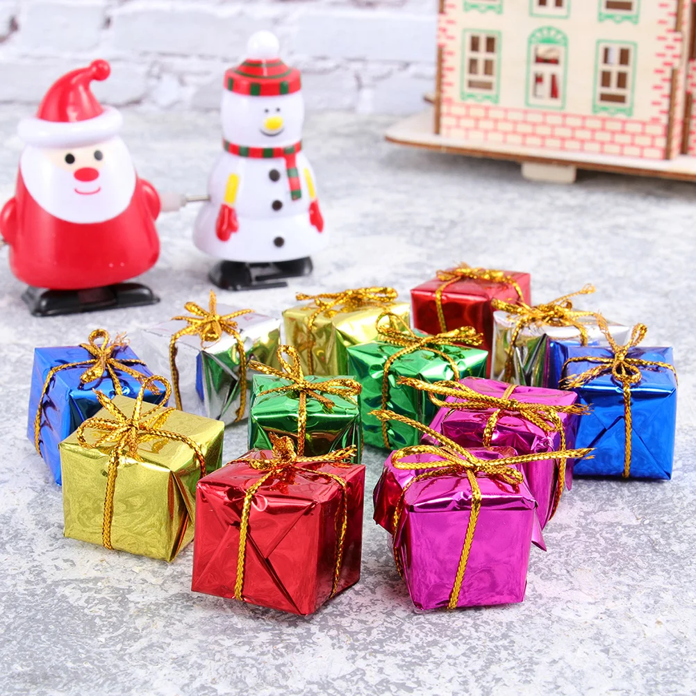 

120pcs Christmas Tree Decorations Small Gift Boxes Hanging Ornaments Foil Wrapped Present Boxes For Holiday Party Supplies Home