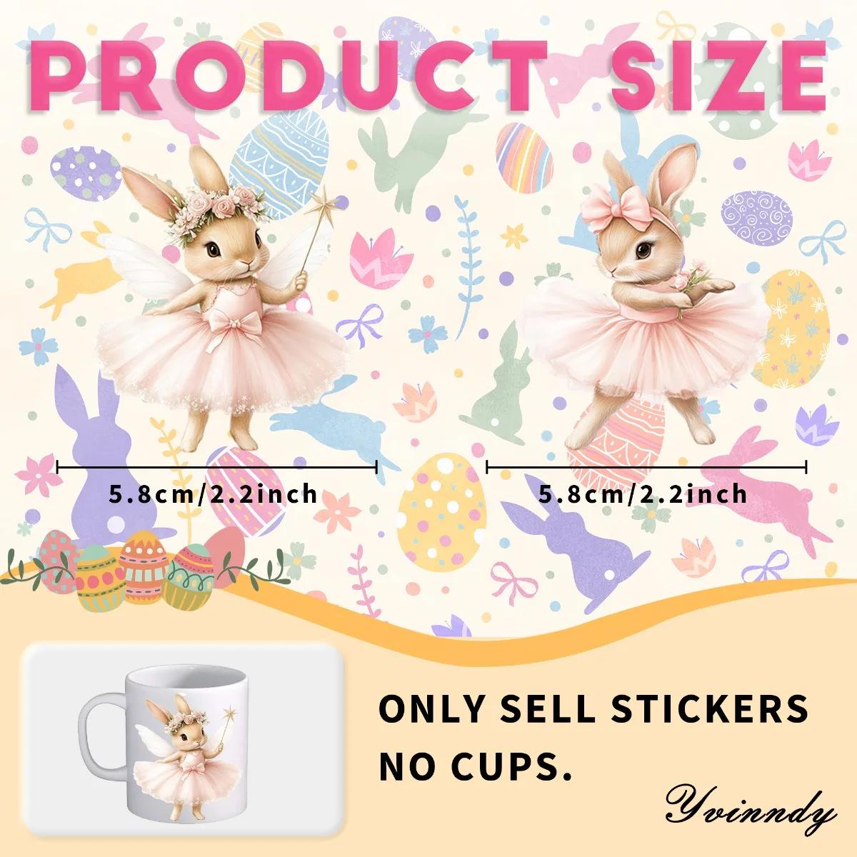 UV DTF Transfer Sheets,  Mark Cup Wraps, 12 Pieces Pink Ballet Rabbit Patterns Random Designs UV DTF Transfer Paper Waterproof