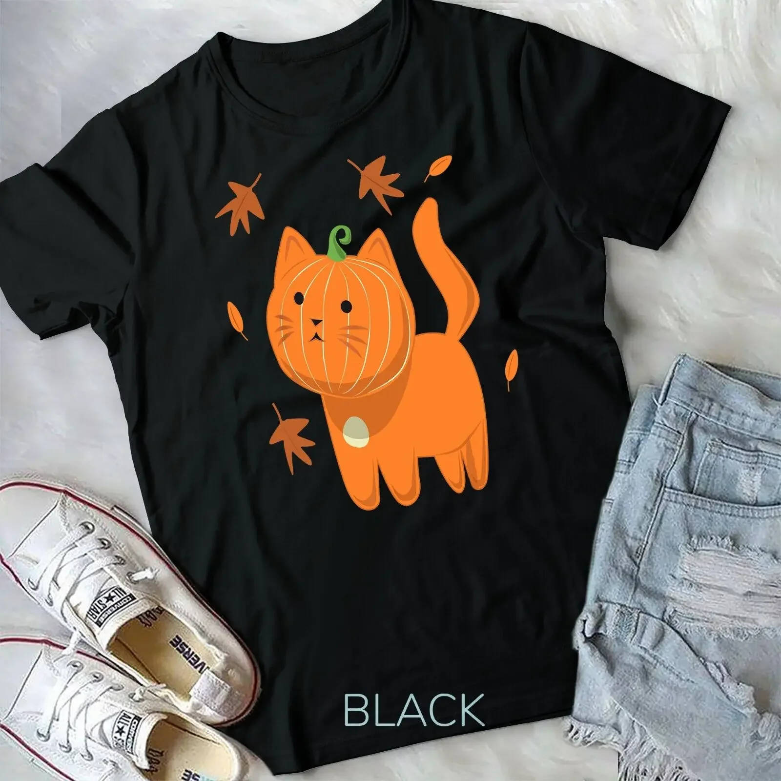 Funny Halloween Cat Shirt Cat Pumpkin Jack-O-Lantern Gift T-Shirt Unisex T-shirt