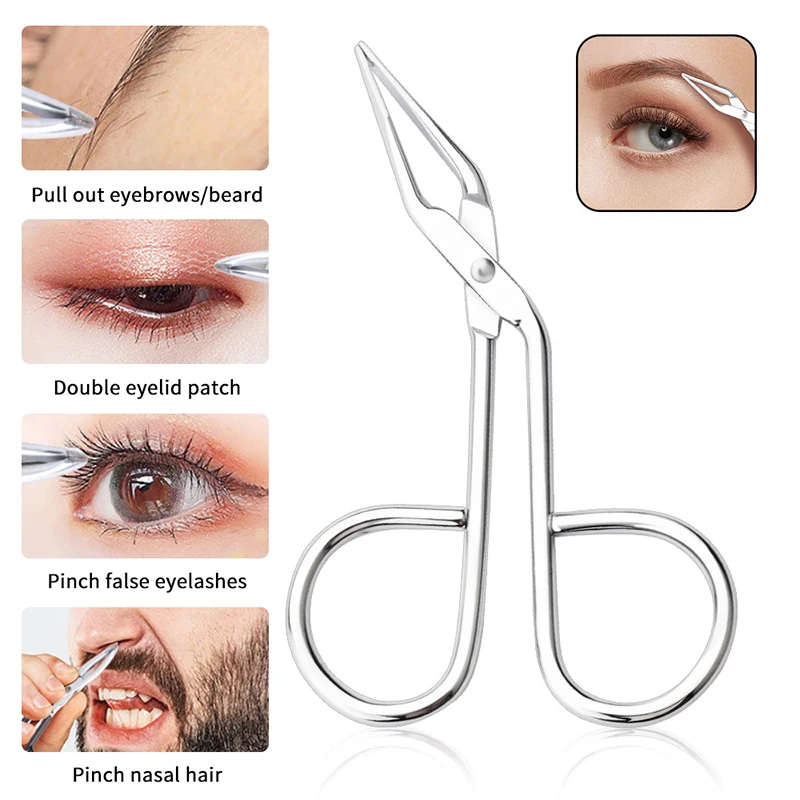 Elbow Eyebrow Plucker Stainless Steel Elbow Clip Scissor Tweezers Plier Beauty Slanted Puller Extension Eye Plucking Makeup Tool