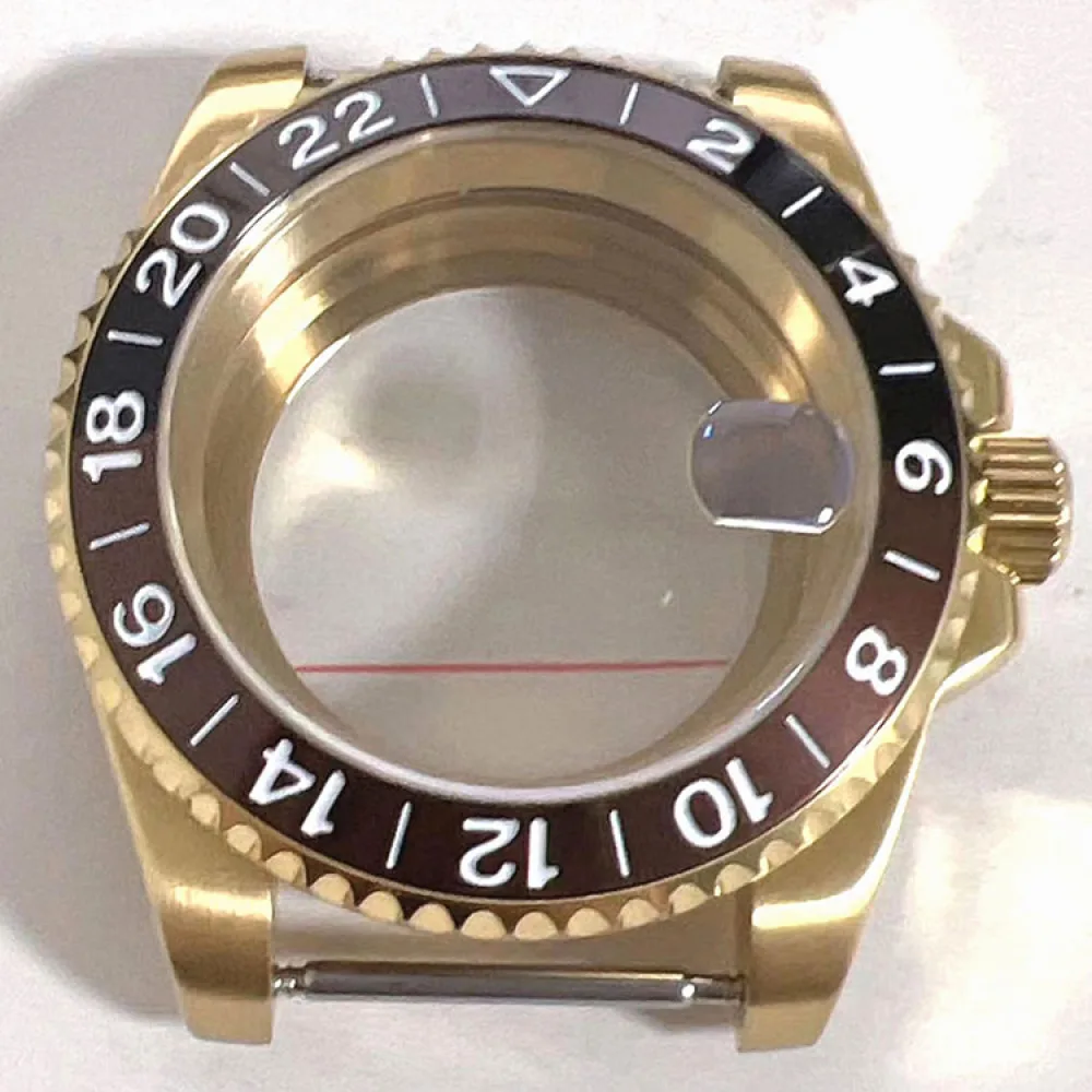 NH35 Case 40mm Translucent Gold Magnifying Glass Watch Case White Lettering Circle NH35 Case Cases