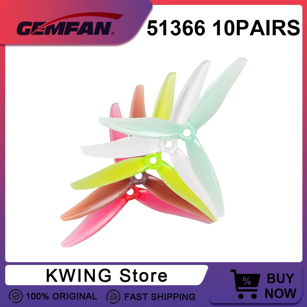 10 pares de hélices Gemfan 51366 MCK ReV3 10CW+10CCW, piezas de bricolaje para motores 6S 2306 2207, hélices de PC para multirrotor, cuadricóptero RC